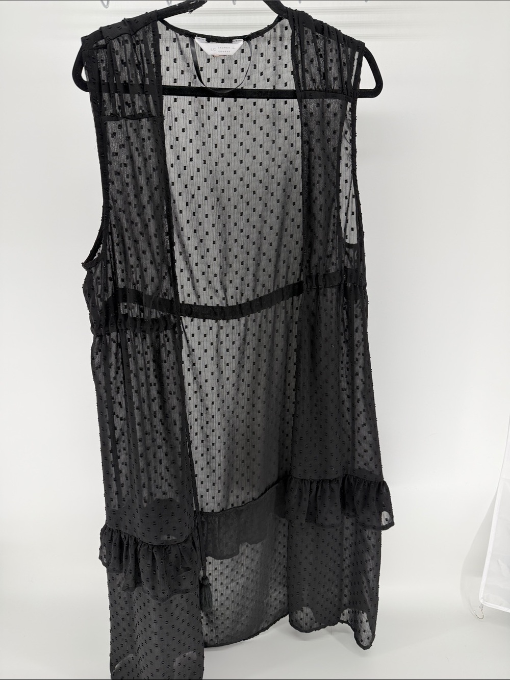 Sheer Black Dotted Sleeveless Overlay Vest - Lauren Conrad one size